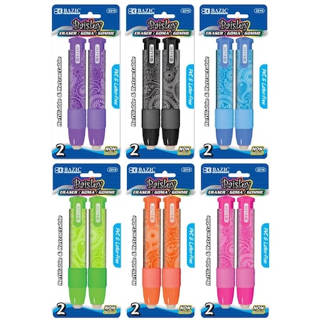 Bazic Products Bazic  Paisley Retractable Stick Erasers, 2PK 2216